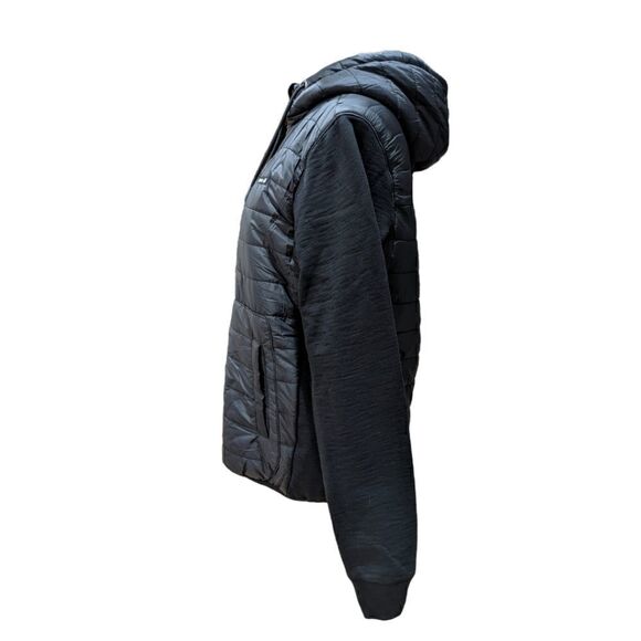 Roots Black Quilted Puffer Full Zip Hood Jacket Size S - Picture 4 of 8